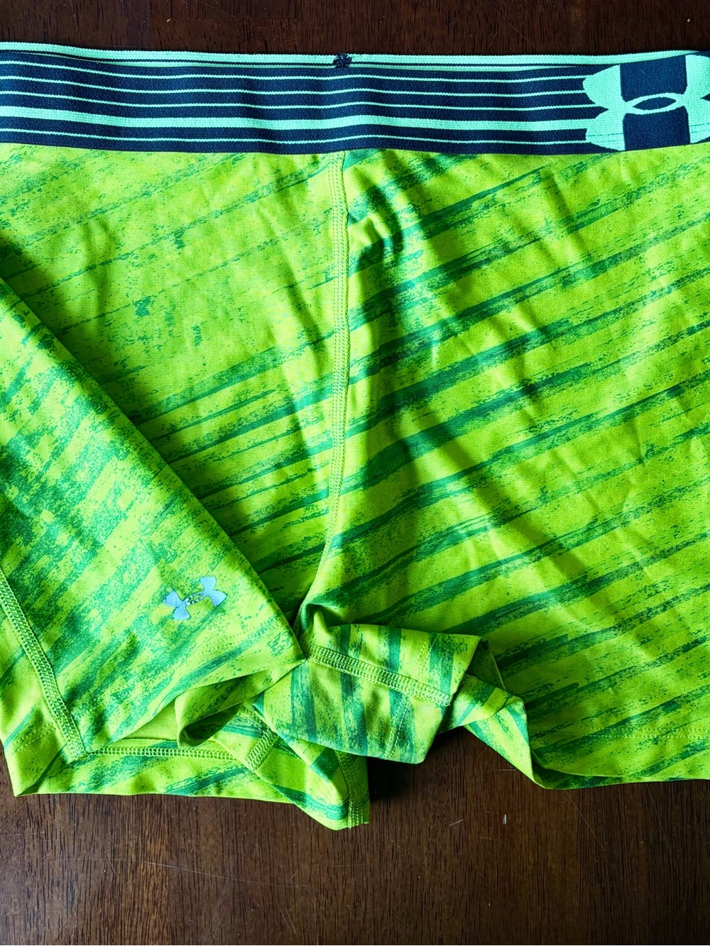 Under Armour Lime Green Striped Workout Shorts